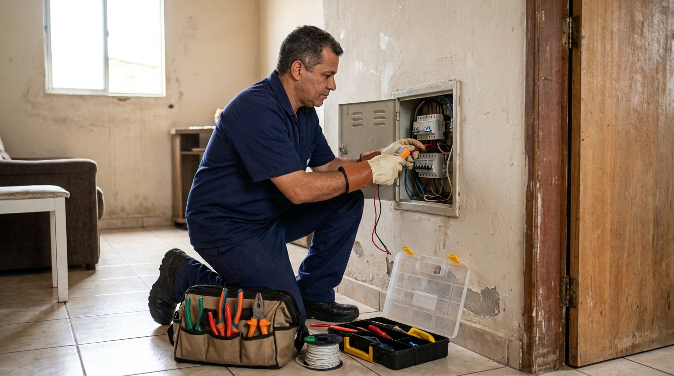 Eletricista com ferramentas em Bauru‑SP
