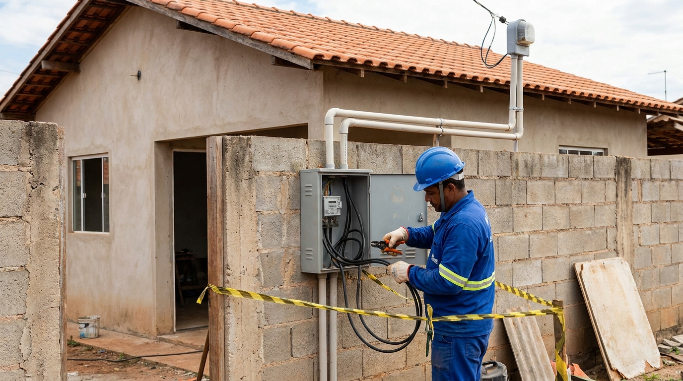Eletricista instalando padrao de energia em Bauru‑SP