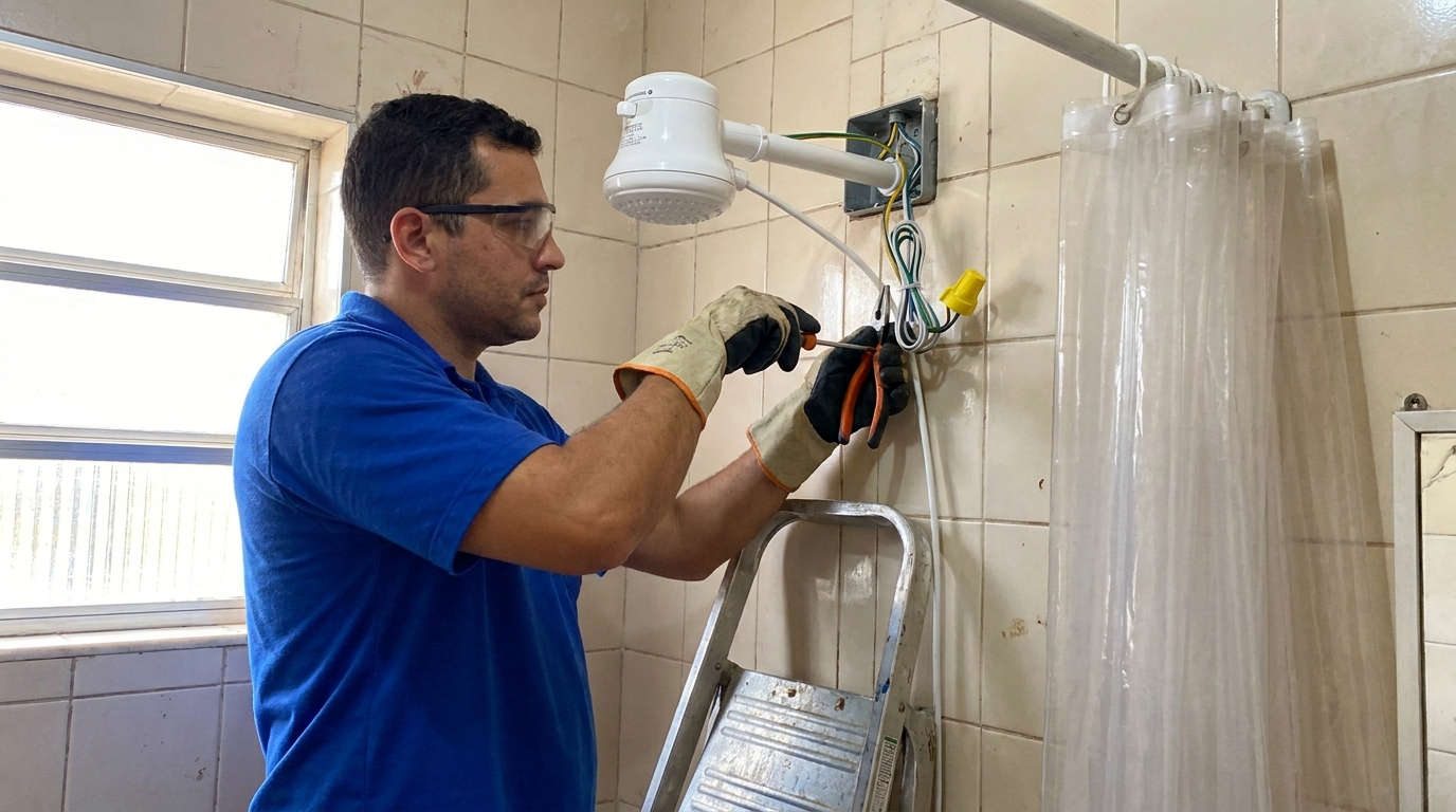 Instalacao de chuveiro eletrico residencial em Bauru‑SP