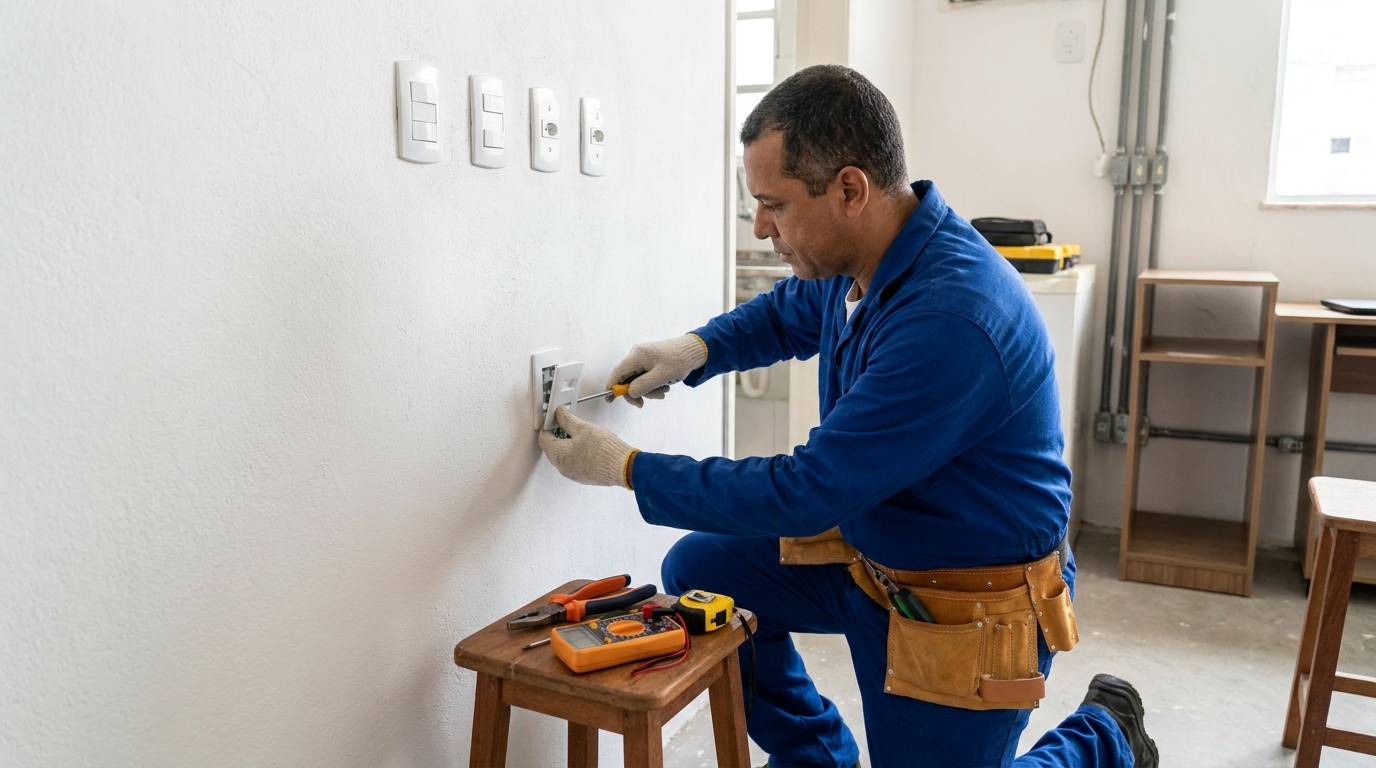 Instalacao de tomada e interruptor profissional em Bauru‑SP