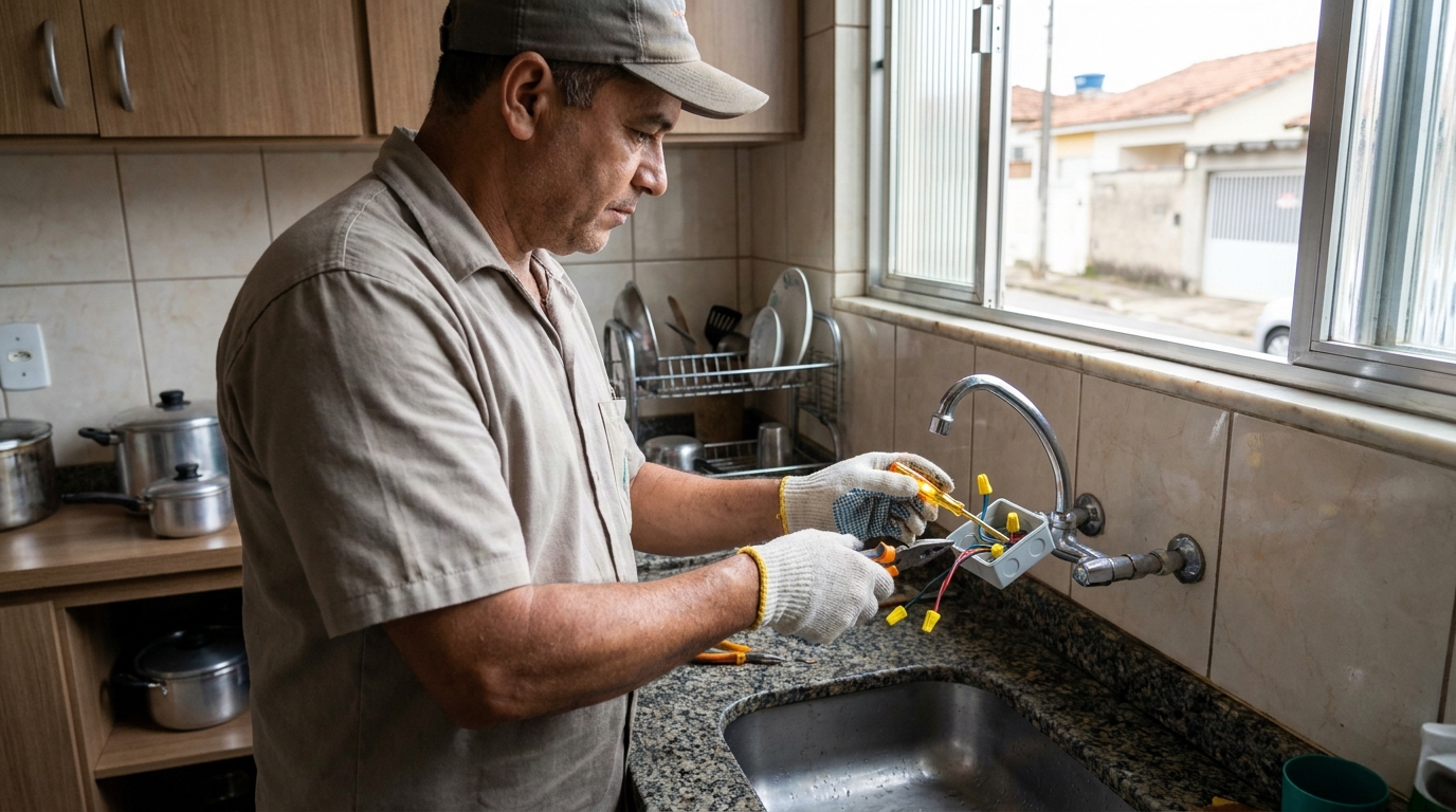 Instalacao de torneira eletrica profissional em Bauru‑SP