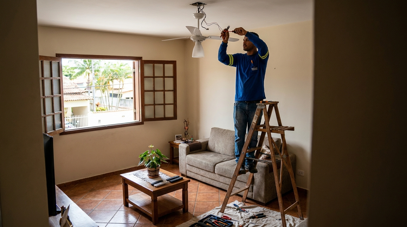 Instalacao de ventilador de teto profissional em Bauru‑SP